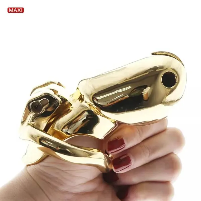 Male Sex Toys HTV3 Gold Chastity Cage CHASTITY CAGE CO