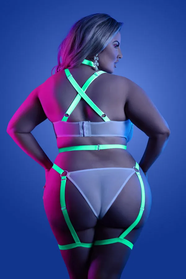 Glow Night Vision Glow In The Dark Lace Bralette Panty Lingerie Queen Size Fantasy Lingerie Female Sex Toys
