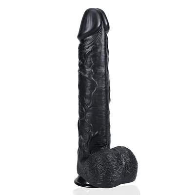 Dildos Real Rock Real Rock Realistic Extra Long Dildo with Balls and Suction Cup Black 15
