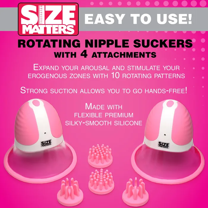 Female Sex Toys Size Matters 10X Rotating Silicone Nipple Suckers with 4 Attachments