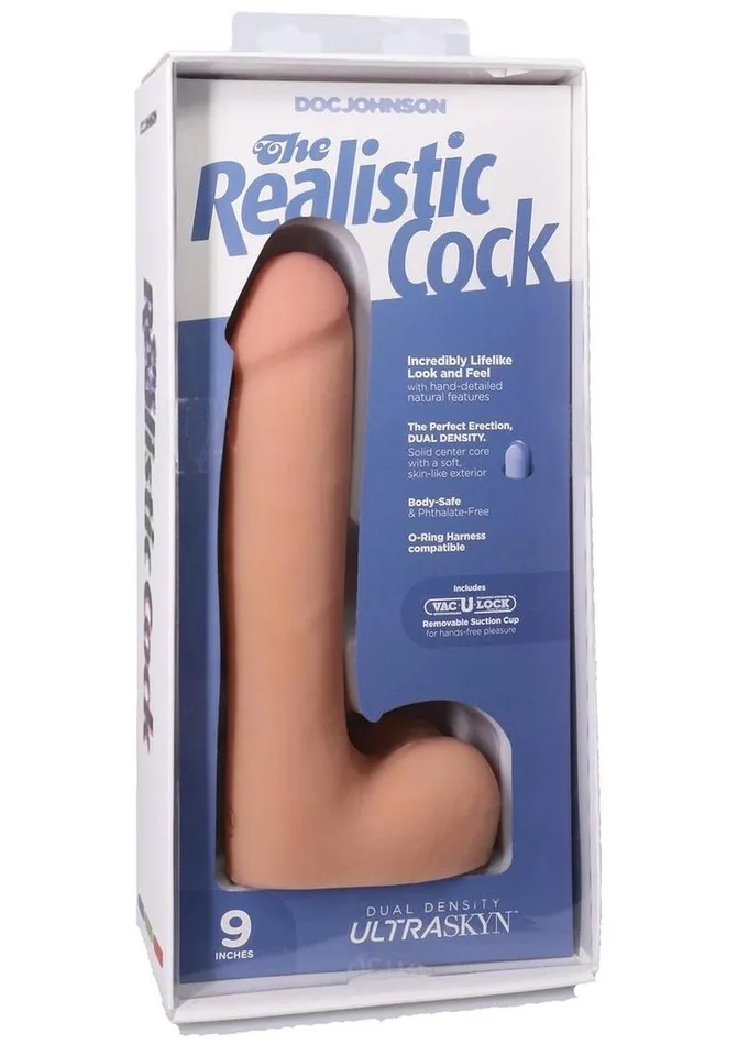 The Realistic Cock The Realistic Cock with Balls Ultraskyn Removable VacULock Suction Cup Dildos
