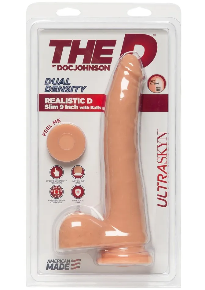 Female Sex Toys The D The D Realistic D Ultraskyn Slim Dildo with Balls