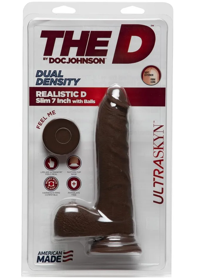 Female Sex Toys The D The D Realistic D Ultraskyn Slim Dildo with Balls