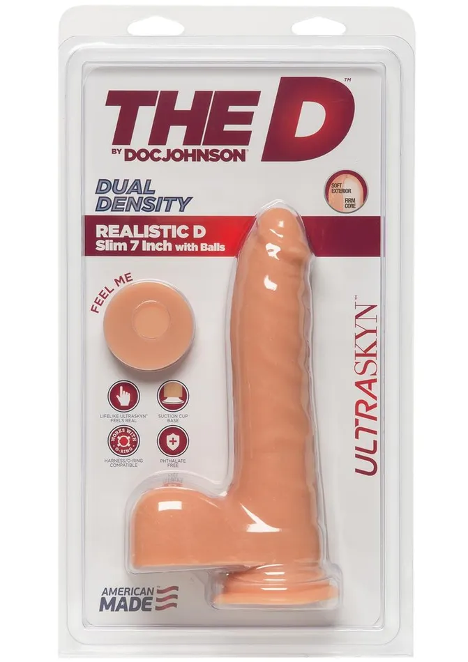 Female Sex Toys The D The D Realistic D Ultraskyn Slim Dildo with Balls