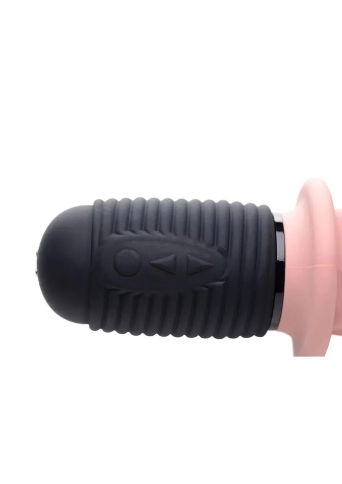 Master Series Female Sex Toys Master Series 10x Vibrating and Thrusting Silicone Rechargeable Dildo with Handle