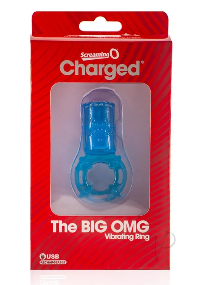 Charged Big OMG Vibrating Ring USB Rechargeable Waterproof Blue Charged Female Sex Toys