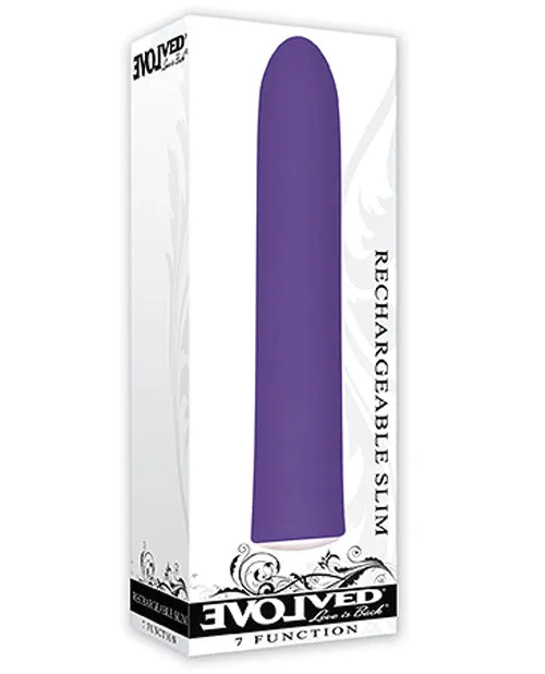 Evolved 7 Function Rechargeable Slim Vibrator Purple Vibrators