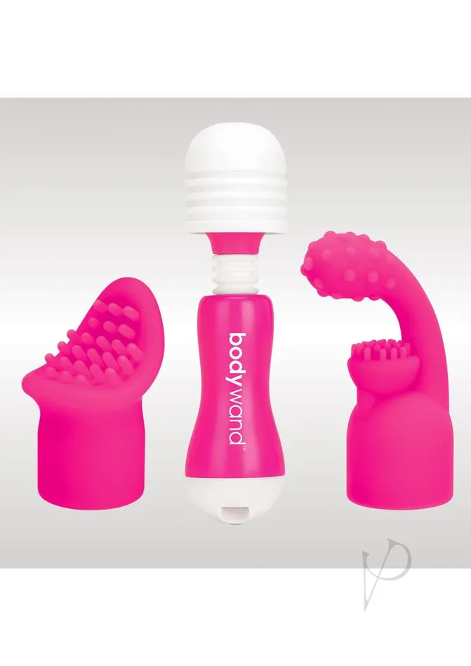 Female Sex Toys Bodywand Bodywand Rechargeable Silicone Mini Wand Massager with Two Attachments Pink
