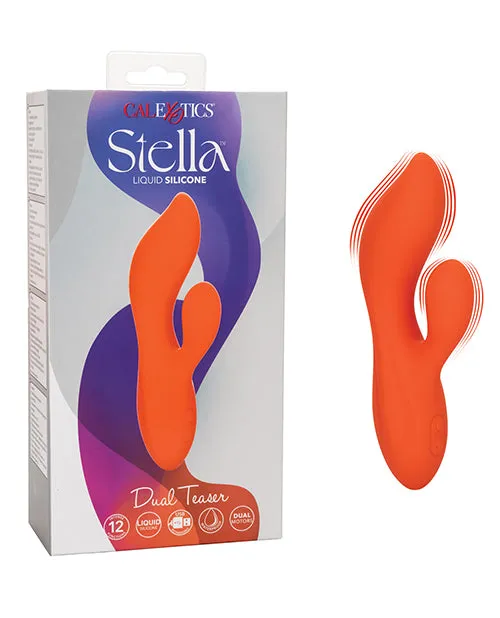 Female Sex Toys Stella Liquid Silicone Dual Teaser Rechargeable Vibrator Orange Stella
