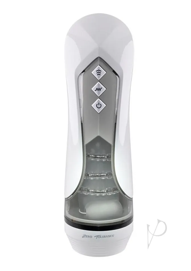 Male Sex Toys Zero Tolerance Zero Tolerance Stroking Buddy Rechargeable Thrusting Masturbator White