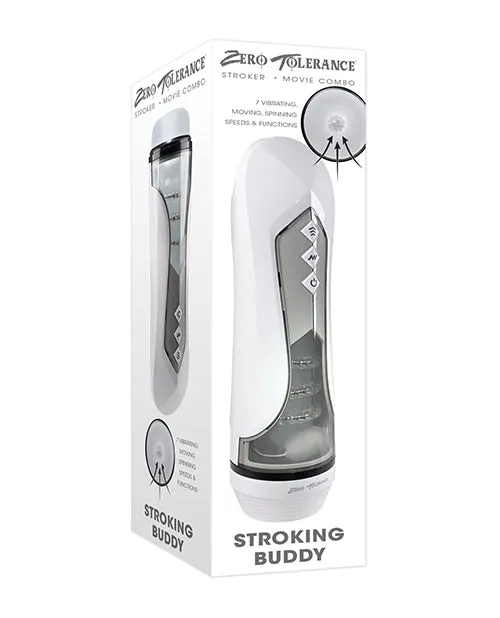 Male Sex Toys Zero Tolerance Zero Tolerance Stroking Buddy Rechargeable Thrusting Masturbator White