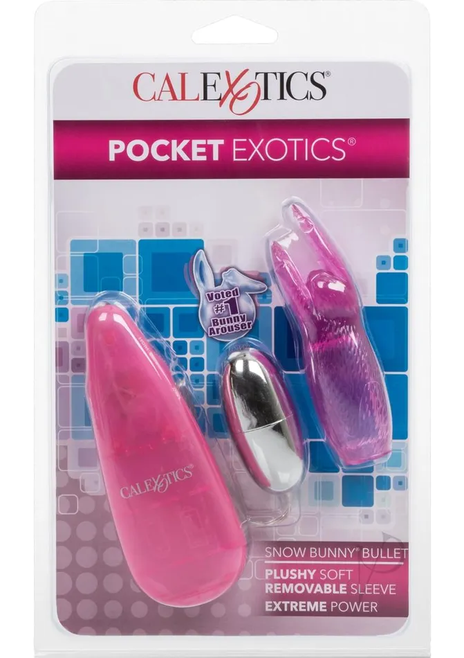 Pocket Exotics Snow Bunny Bullet with Wired Remote Control Pink Pocket Exotics Female Sex Toys