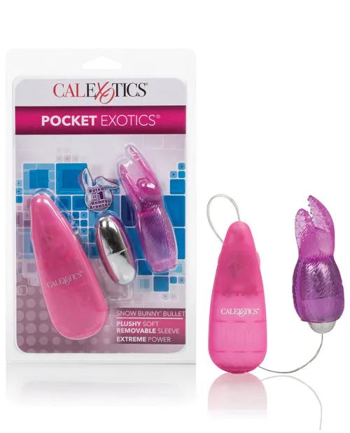 Pocket Exotics Snow Bunny Bullet with Wired Remote Control Pink Pocket Exotics Female Sex Toys
