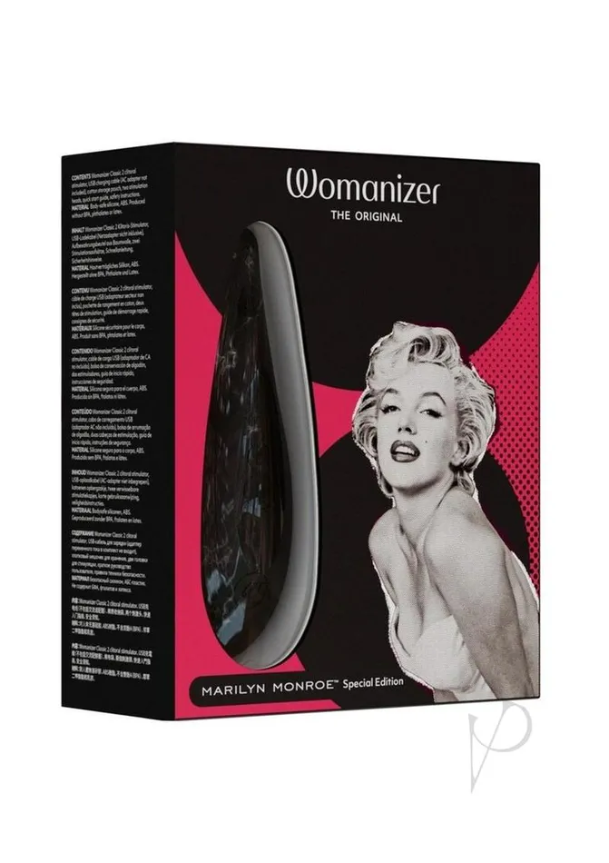 Womanizer Female Sex Toys Womanizer Marilyn Monroe Special Edition Rechargeable Clitoral Stimulator Black Marble Womanizer Female Sex Toys Womanizer Marilyn Monroe Special Edition Rechargeable Clitoral Stimulator Black Marble