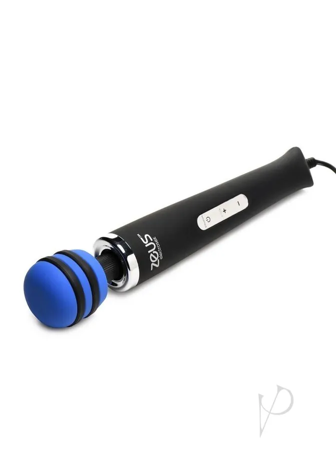 Zeus Electrosex Vibrators Zeus Electrosex EStim Vibrating Silicone Wand Massager BlackBlue