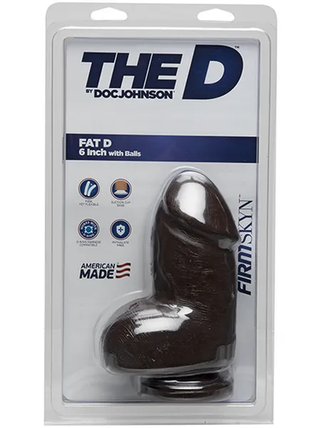 Dildos Doc Johnson The D Fat D 6 Inch with Balls FIRMSKYN Chocolate
