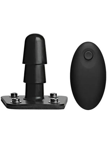 Female Sex Toys Doc Johnson VacULock Vibrating Plug with Snaps and RC Black