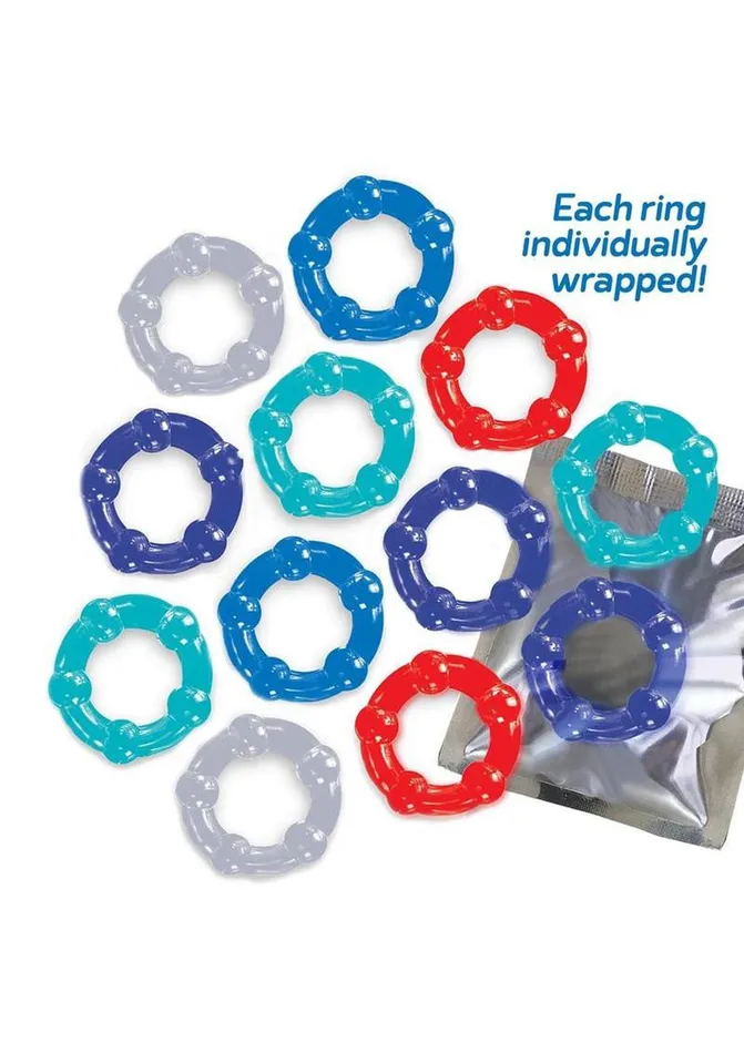Male Sex Toys Icon Brands The 9s Baller Dozen Beaded 12 Pc Cock Ring Set
