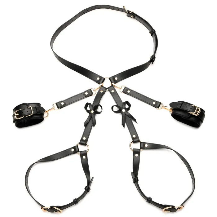 Couples XR Brands Black Bondage Thigh Harness with Bows XL2XL