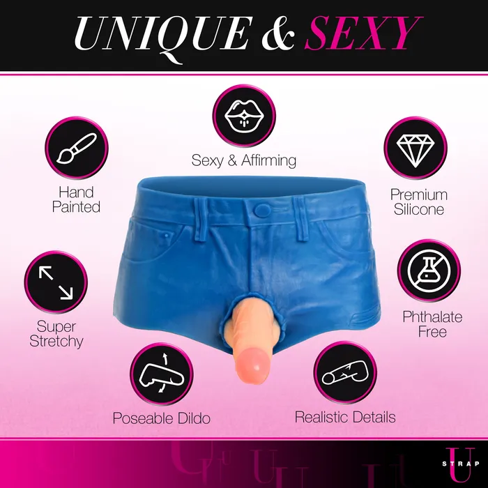 Female Sex Toys XR Brands Booty Shorts 6 Inch Dildo Silicone Strap On Harness Small