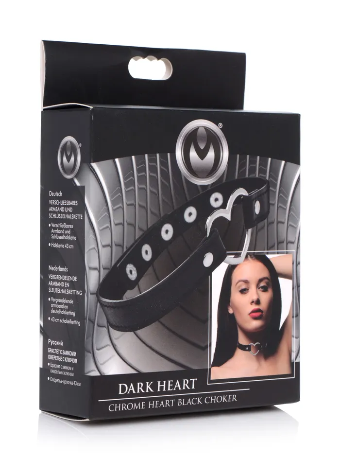 XR Brands Anal Chrome Heart Black Choker